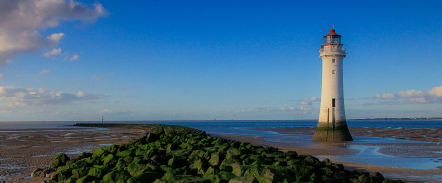 Wirral lighthouse on beach